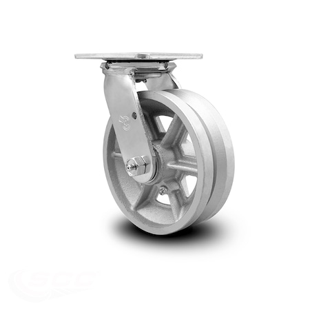 Service Caster 6 Inch V Groove Semi Steel Wheel Swivel Caster with Roller Bearing SCC SCC-30CS620-VGR